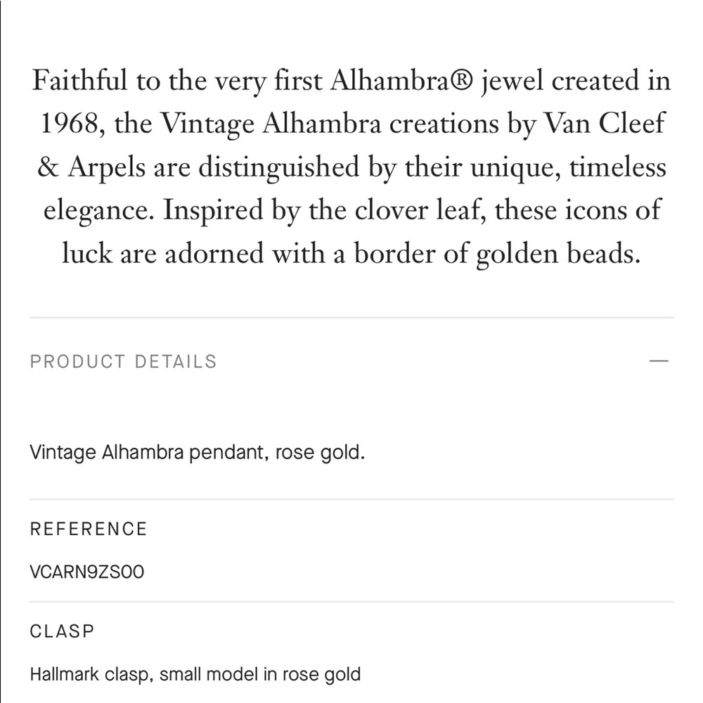(SOLD) Van Cleef & Arpels Vintage Alhambra Pendant Rose Gold Necklace - Picture 5 of 14